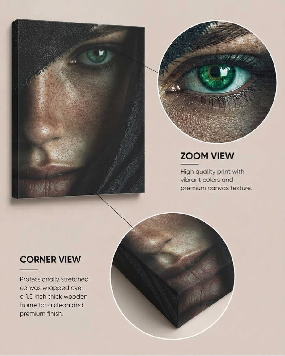 Green Eyes Veiled Woman Canvas Wall Art