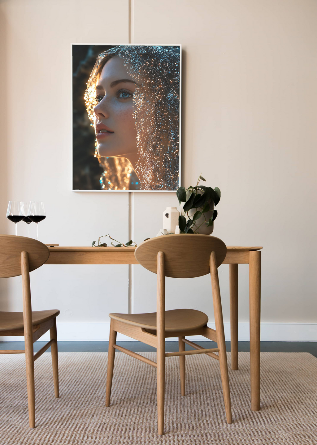 Sparkling Woman Portrait Canvas Wall Art – Elegant Modern Feminine Photography