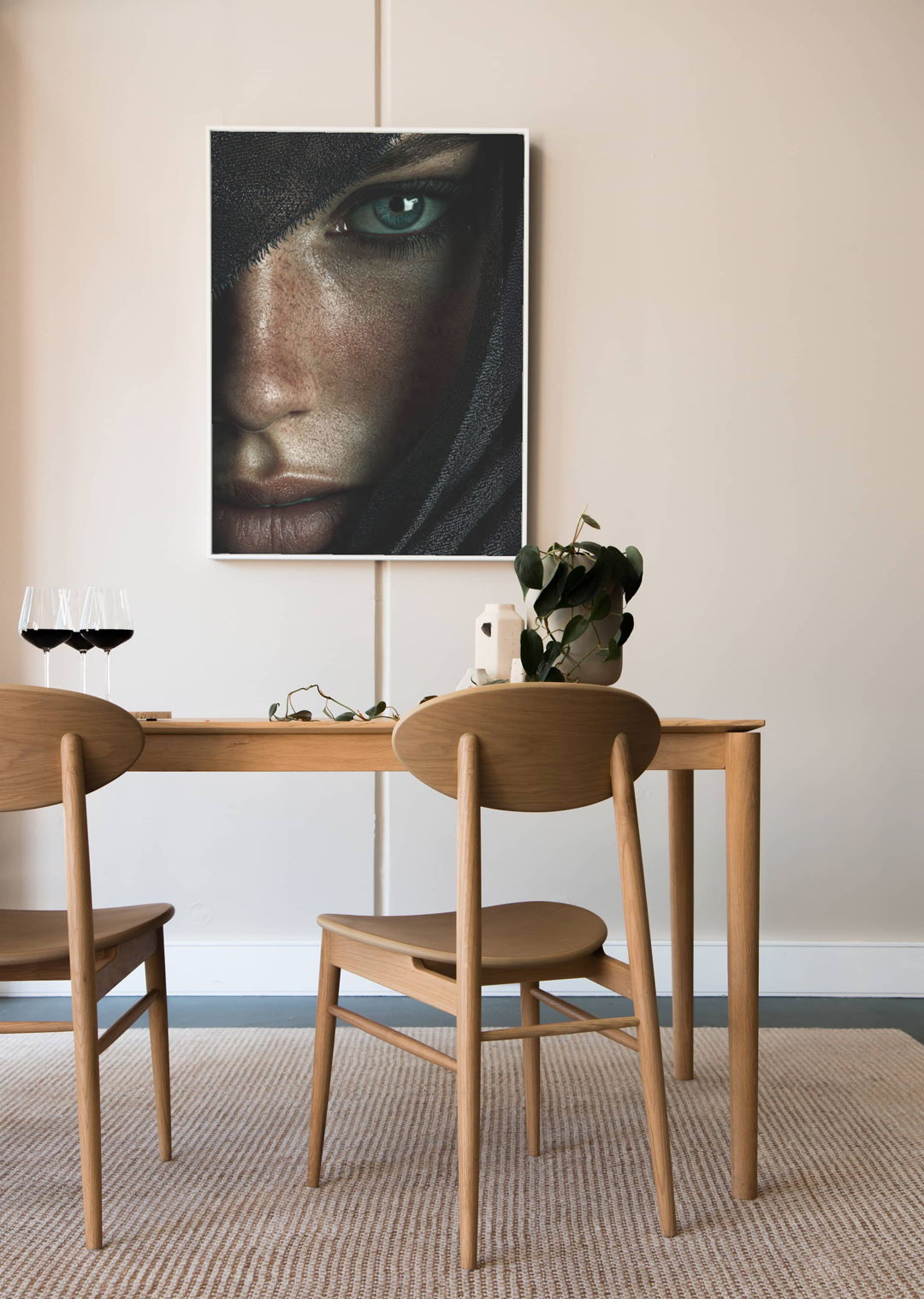 Green Eyes Veiled Woman Canvas Wall Art