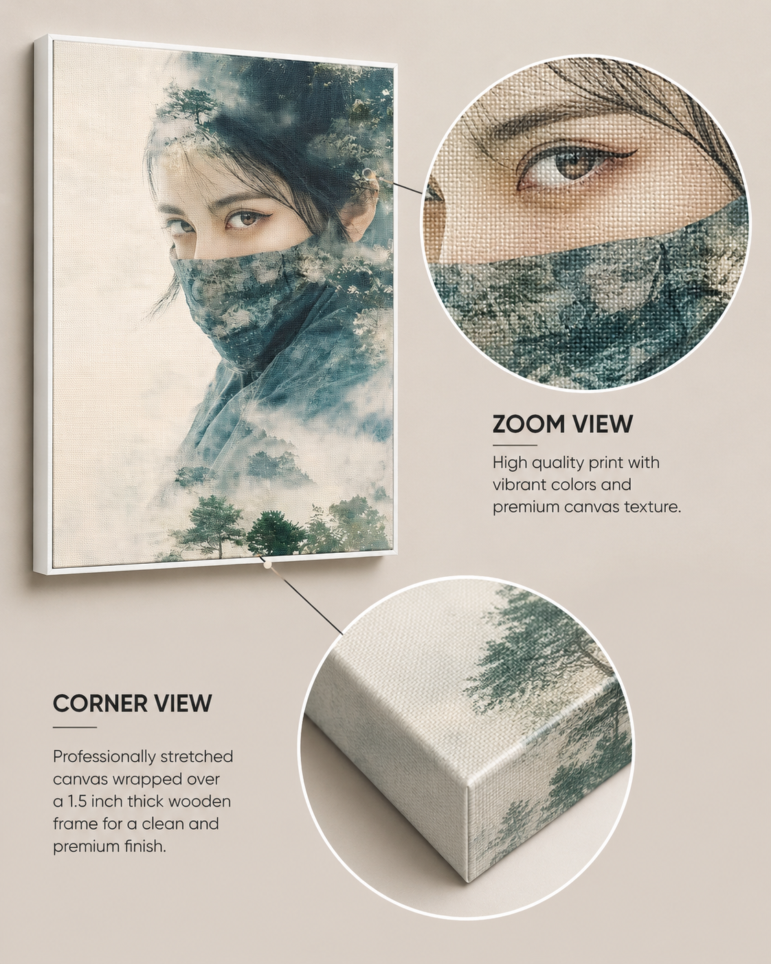 Misty Portrait Canvas Wall Art – Premium Gallery-Wrapped Artwork