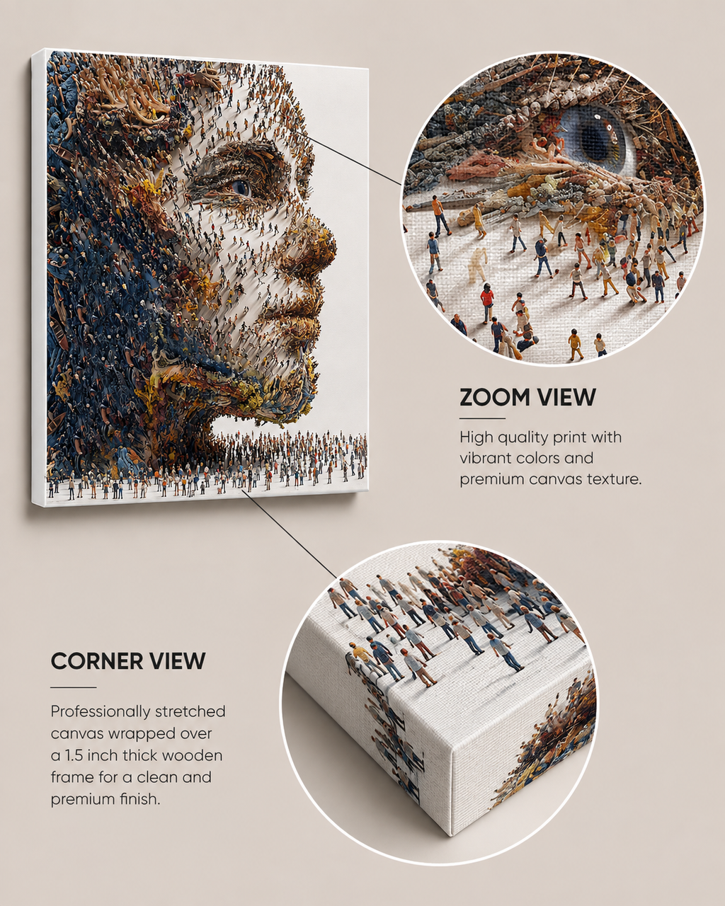 Surreal Human Profile Canvas Wall Art – Modern Abstract Gallery Wrap