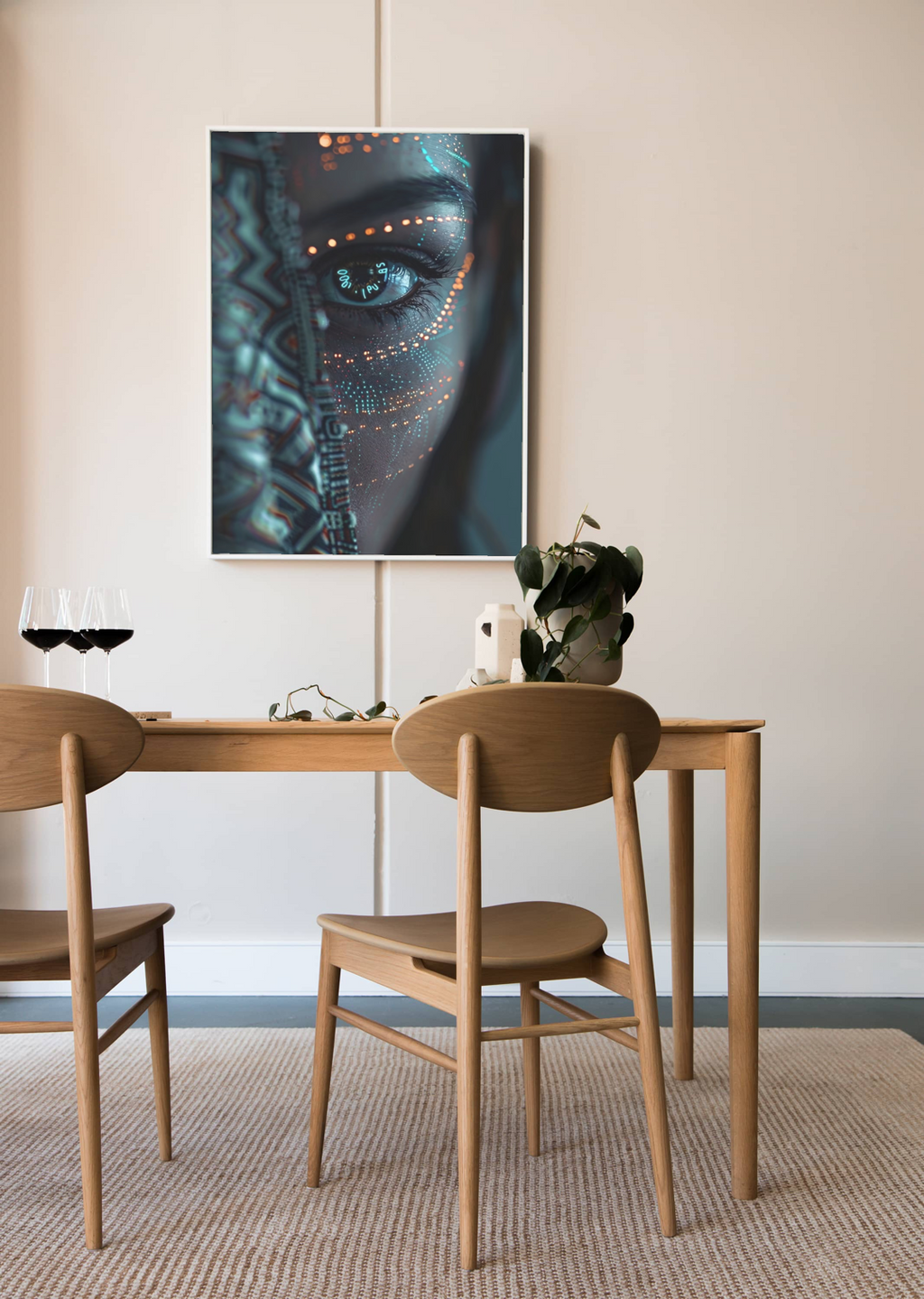 Cybernetic Portrait Canvas Art – Sci-Fi Wall Decor & Canvas Mockup