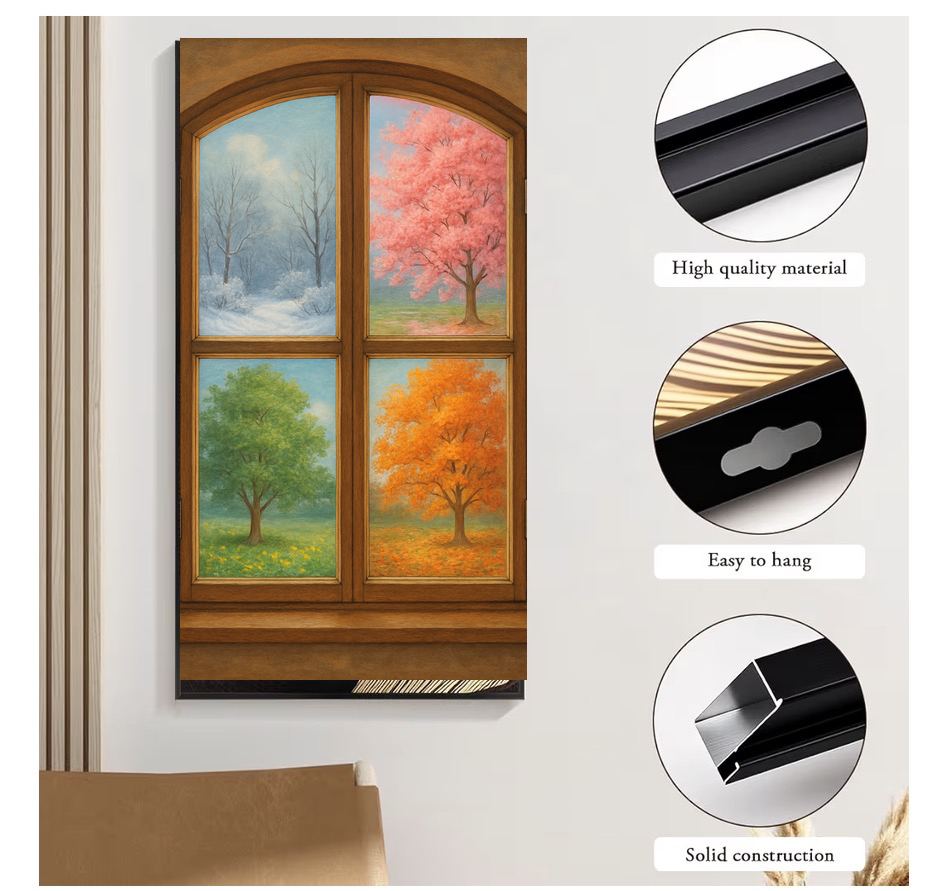 Four Seasons Window View Canvas Wall Art | Seasonal Landscape Art