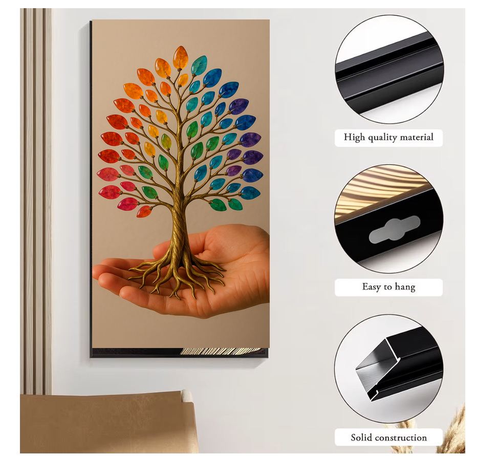 Bronze Flower Tree Sculpture Canvas Wall Art | Botanical Art
