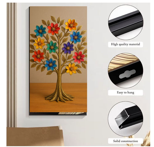 Bronze Flower Tree Sculpture Canvas Wall Art | Botanical Art