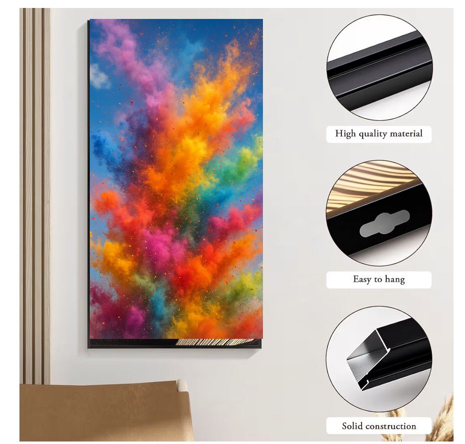 Rainbow Powder Explosion Canvas Wall Art | Colorful Abstract Print