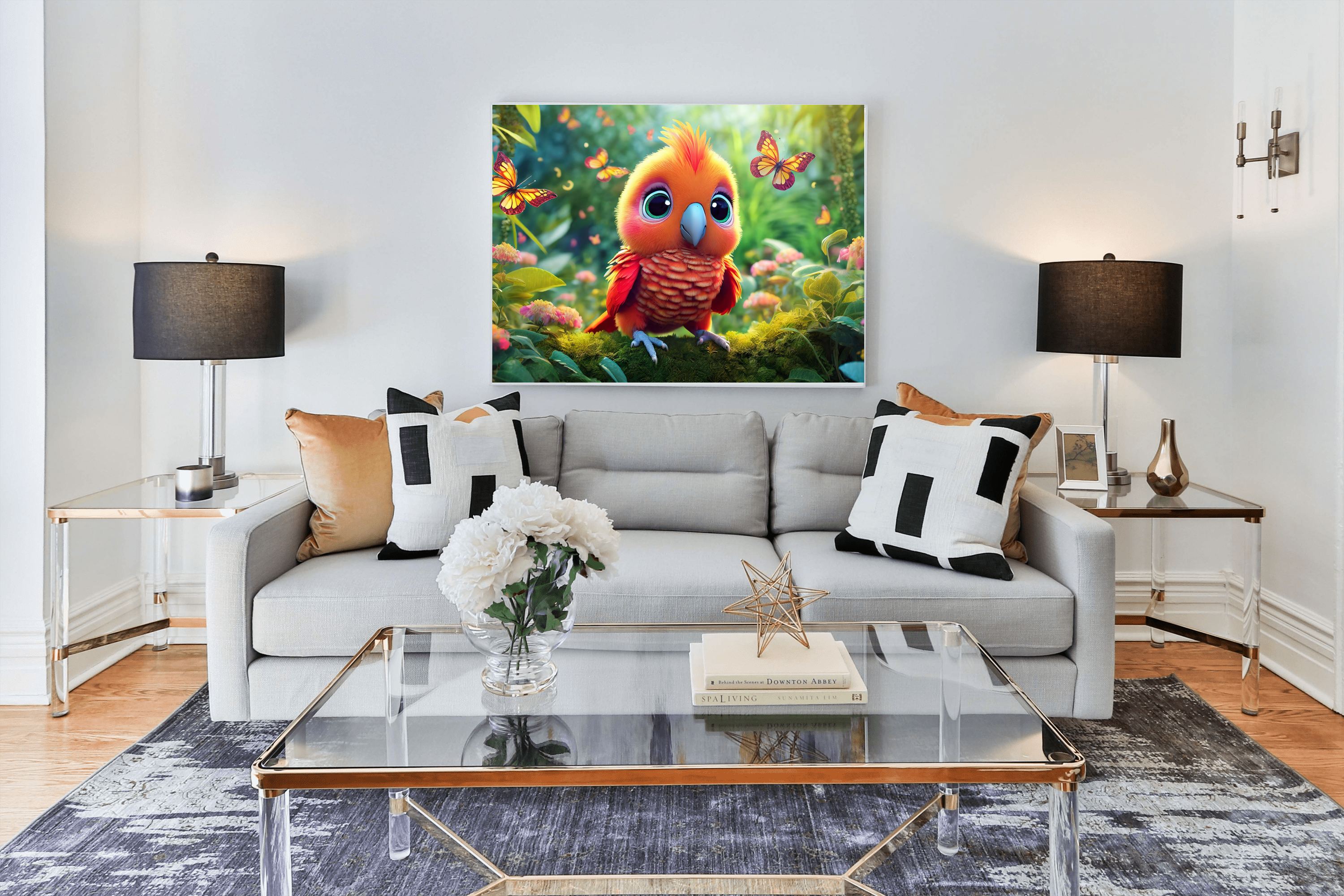 Fluffy Baby Bird Canvas Wall Art | Nursery Wall Decor