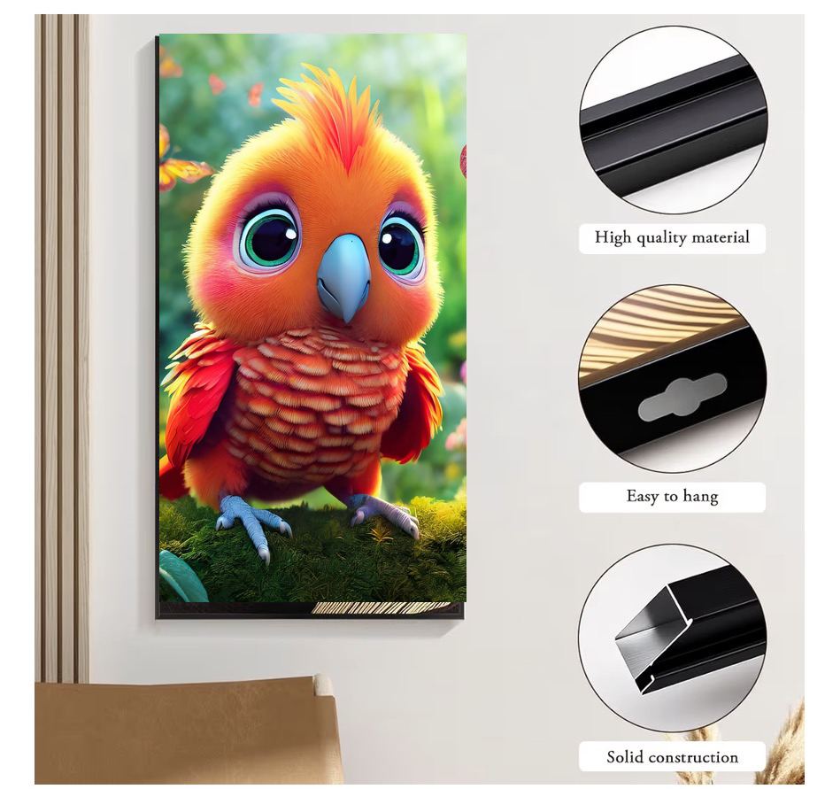 Fluffy Baby Bird Canvas Wall Art | Nursery Wall Decor