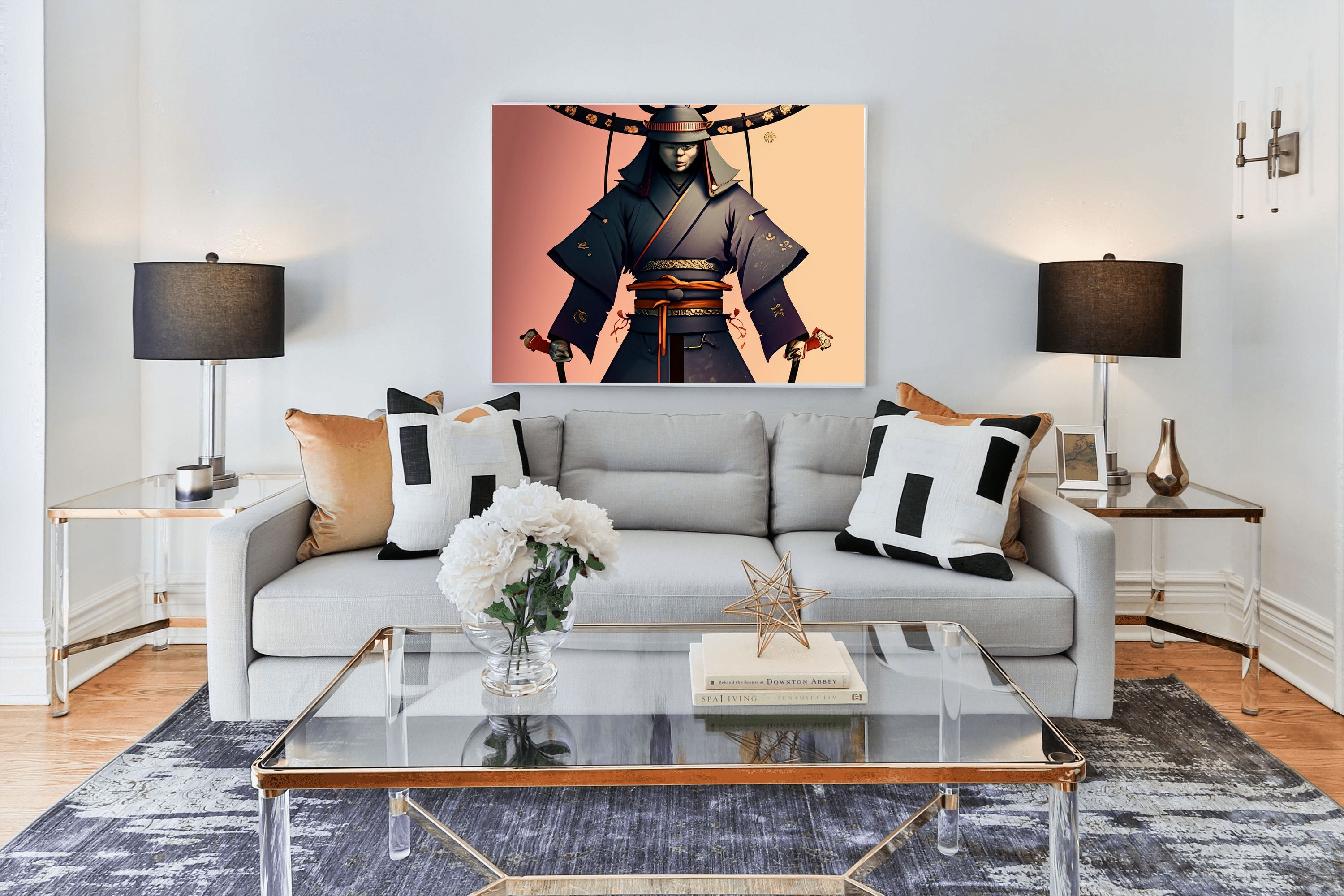 Dark Samurai Portrait Canvas Wall Art | Samurai Wall Decor
