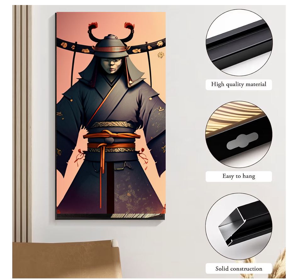 Dark Samurai Portrait Canvas Wall Art | Samurai Wall Decor
