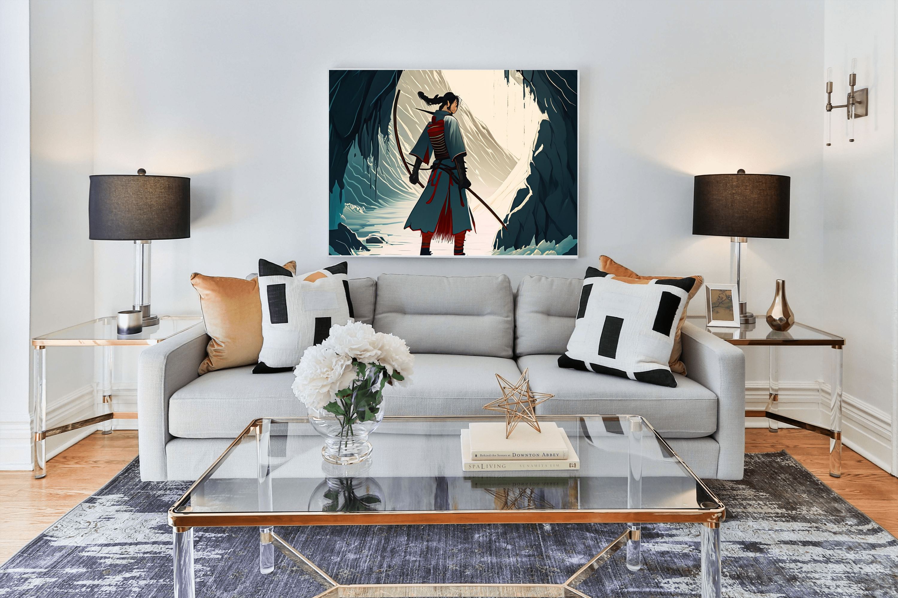 Samurai Archer Canvas Wall Art | Japanese Warrior Decor