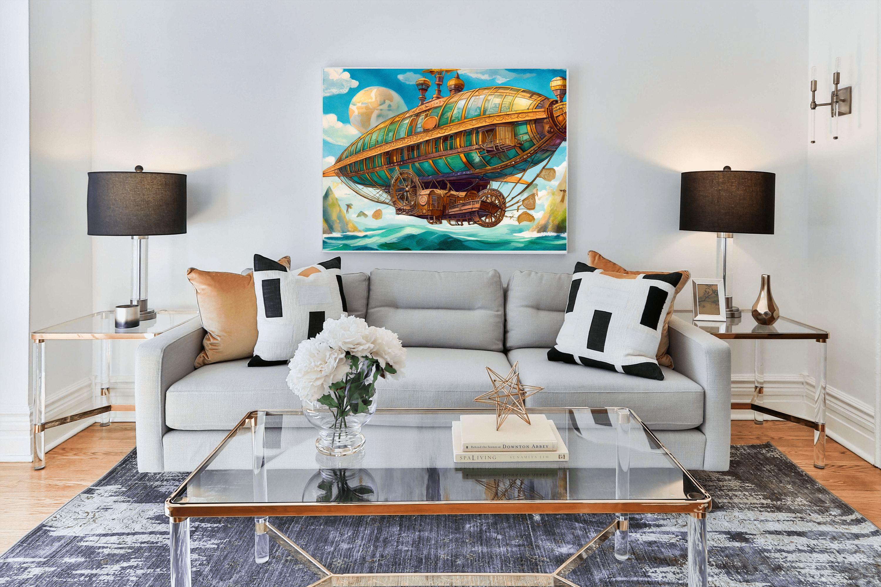 Steampunk Airship Canvas Wall Art | Fantasy Sci-Fi Decor