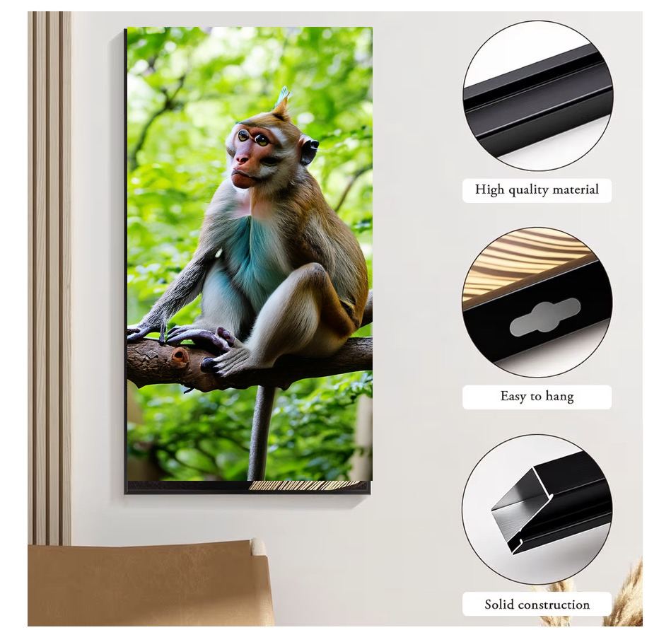 Curious Macaque Canvas Wall Art | Jungle Animal Print