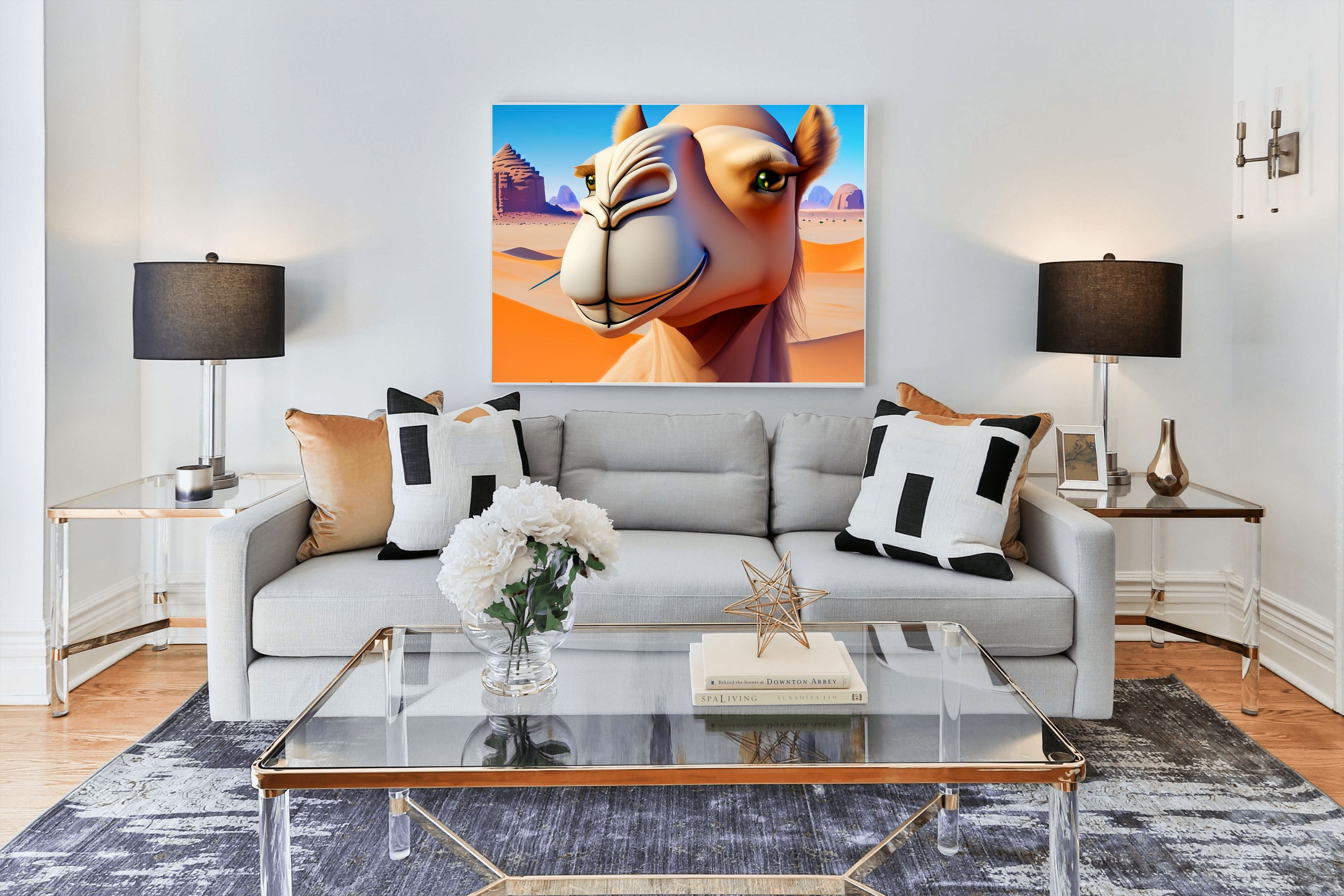 Stylized Camel Portrait Canvas Wall Art | Desert Animal Art