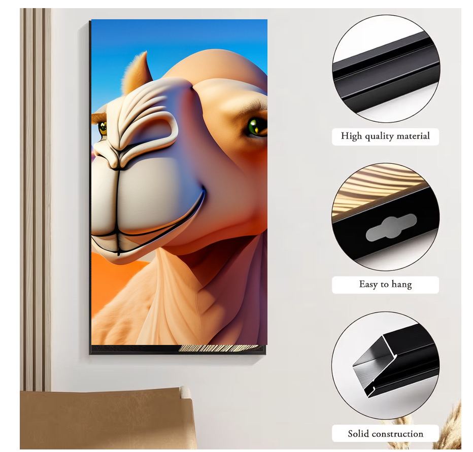 Stylized Camel Portrait Canvas Wall Art | Desert Animal Art