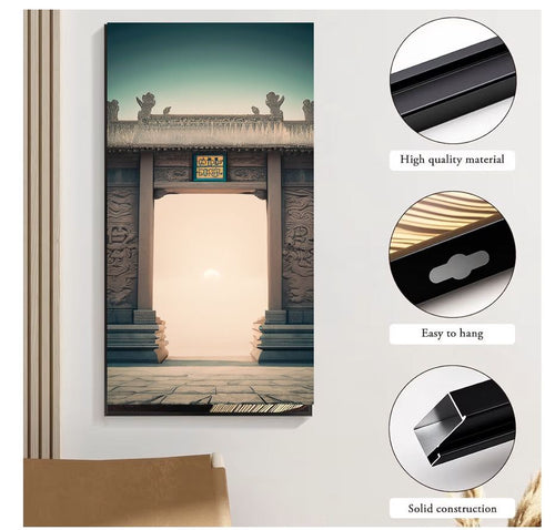 Asian Temple Archway Canvas Wall Art | Zen Travel Decor