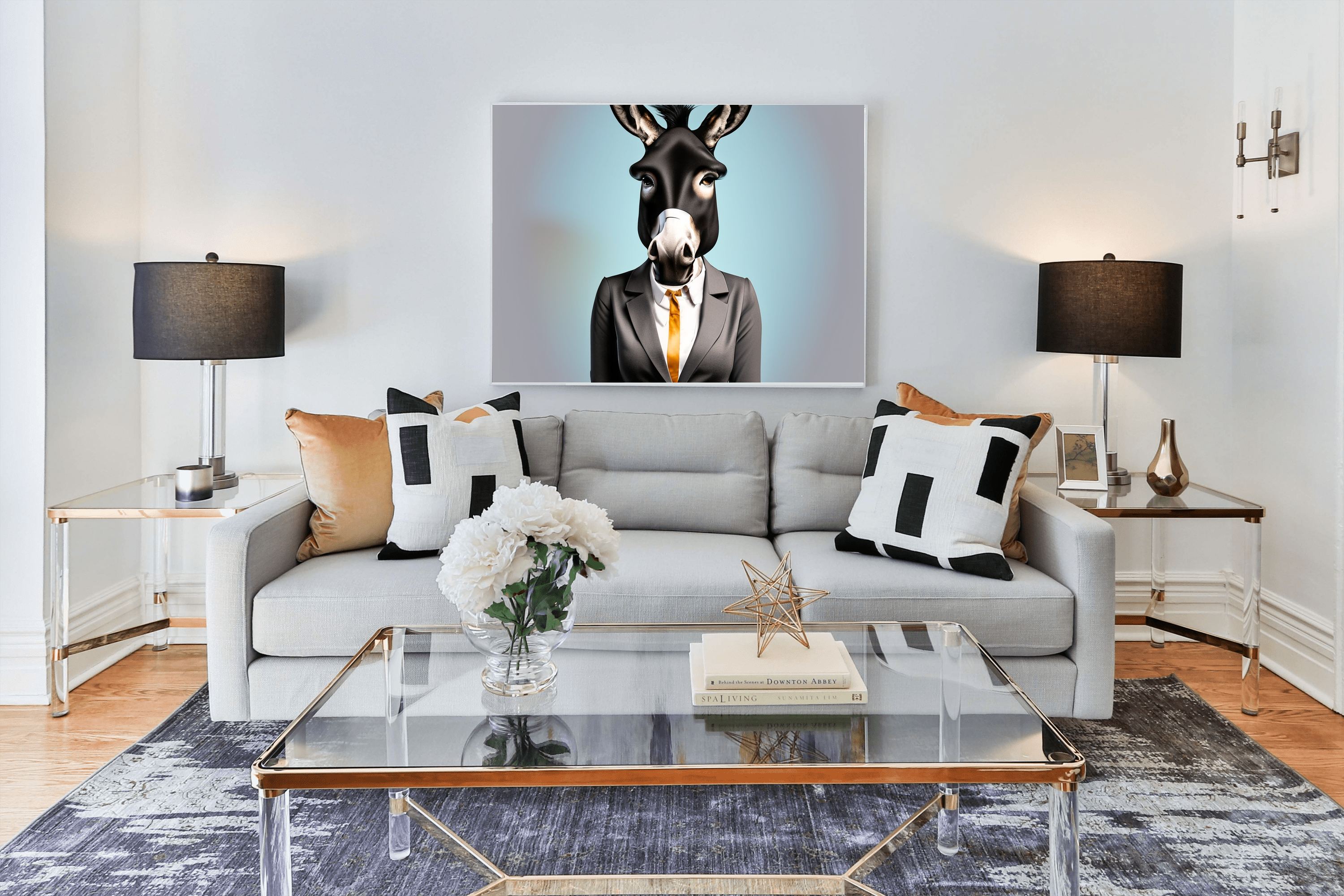 Donkey in a Business Suit Canvas Wall Art | Funny Office Decor