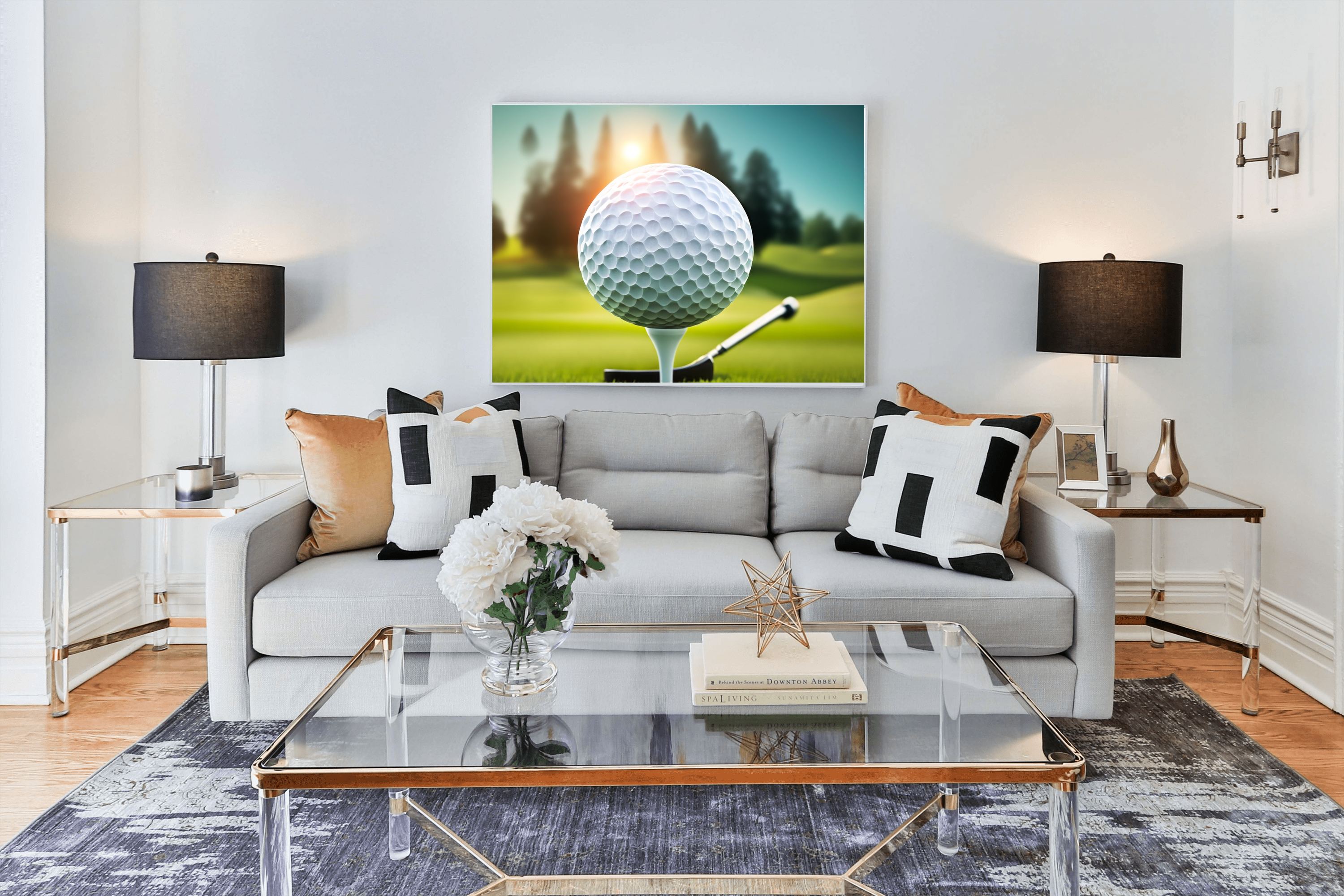 Golf Ball on Tee Canvas Wall Art | Golf Lover Gift Decor