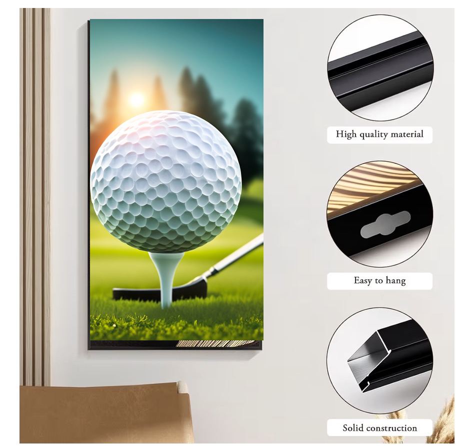 Golf Ball on Tee Canvas Wall Art | Golf Lover Gift Decor