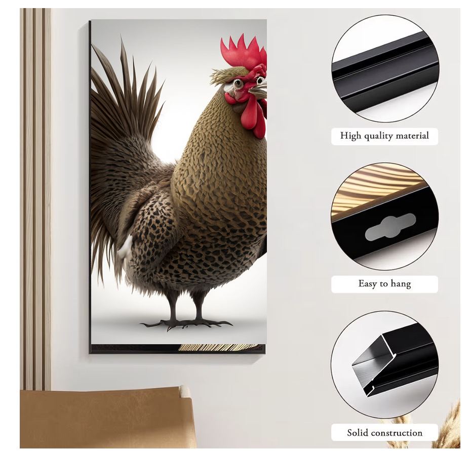 Rooster Portrait Canvas Wall Art | Farmhouse Kitchen Decor