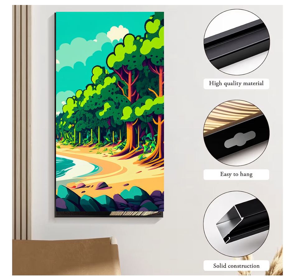 Coastal Forest Shoreline Canvas Wall Art | Nature Landscape Print