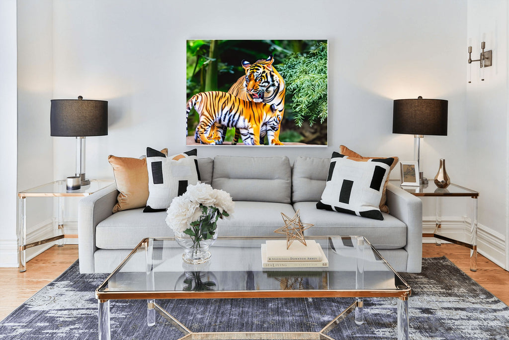 Tiger and Cub Canvas Wall Art | Big Cat Wildlife Print