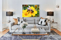 Bee on Yellow Flower Canvas Wall Art | Nature Macro Print