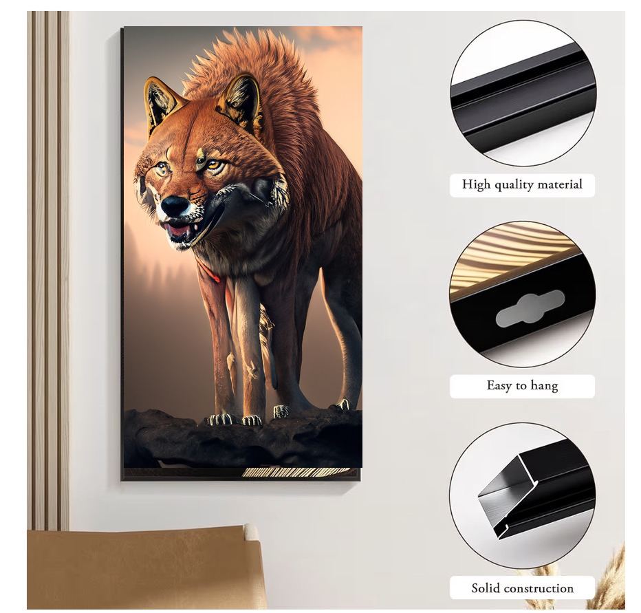 Fantasy Wolf-Lion Creature Canvas Wall Art | Mythical Creature Art