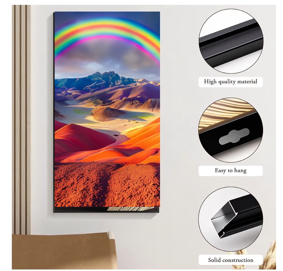 Double Rainbow Desert Canvas Wall Art | Boho Landscape Print