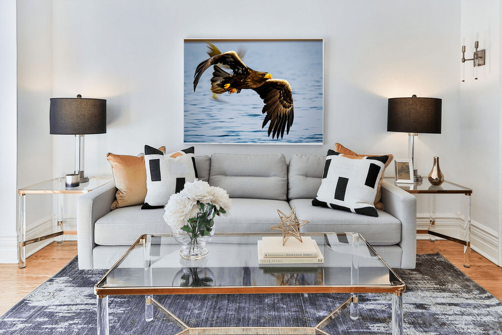 Eagle Skimming Water Canvas Wall Art | Bird of Prey Wildlife Art