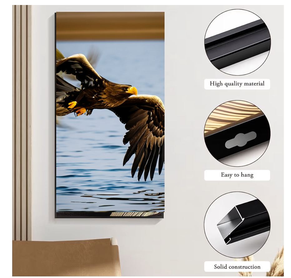 Eagle Skimming Water Canvas Wall Art | Bird of Prey Wildlife Art