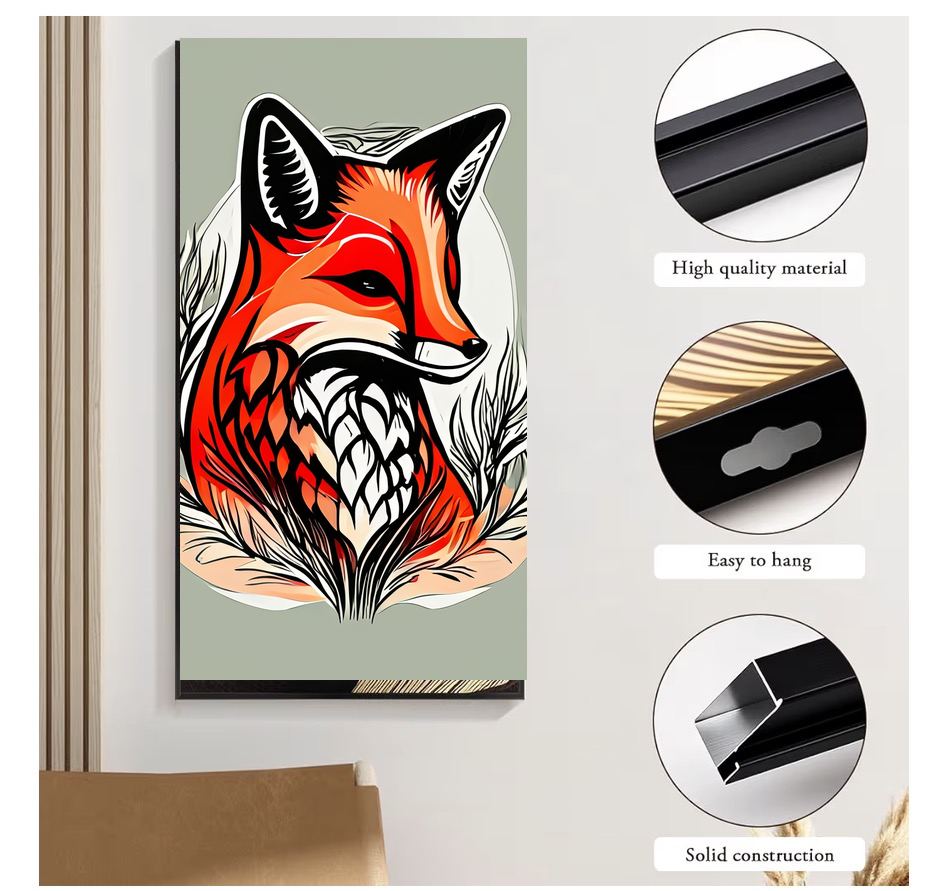 Red Fox Portrait Canvas Wall Art | Wildlife Print