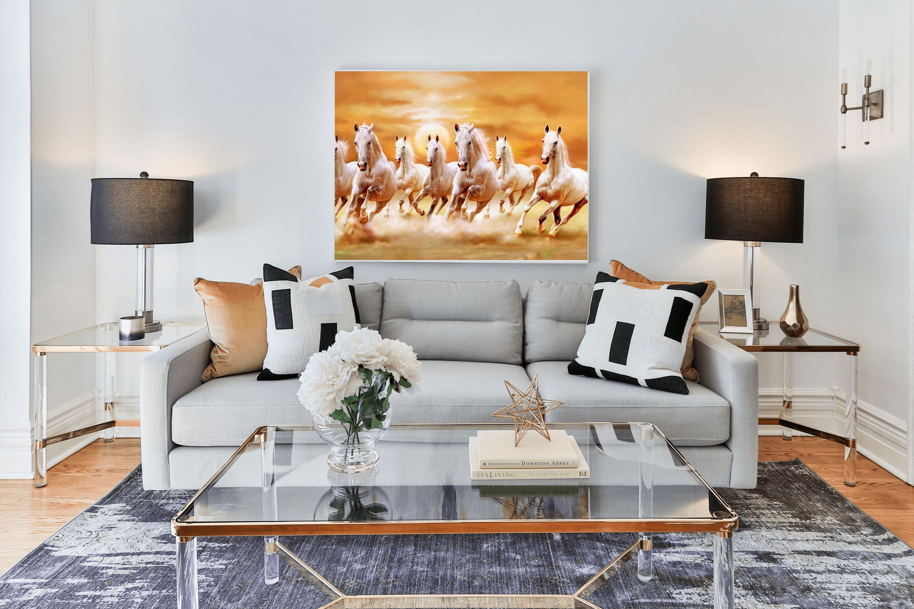 Seven Running Horses Canvas Wall Art | Feng Shui Horse Painting