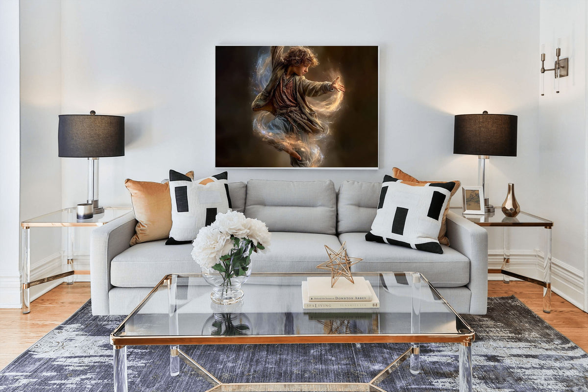 Young Elemental Mage Canvas Wall Art | Fantasy Magic Decor