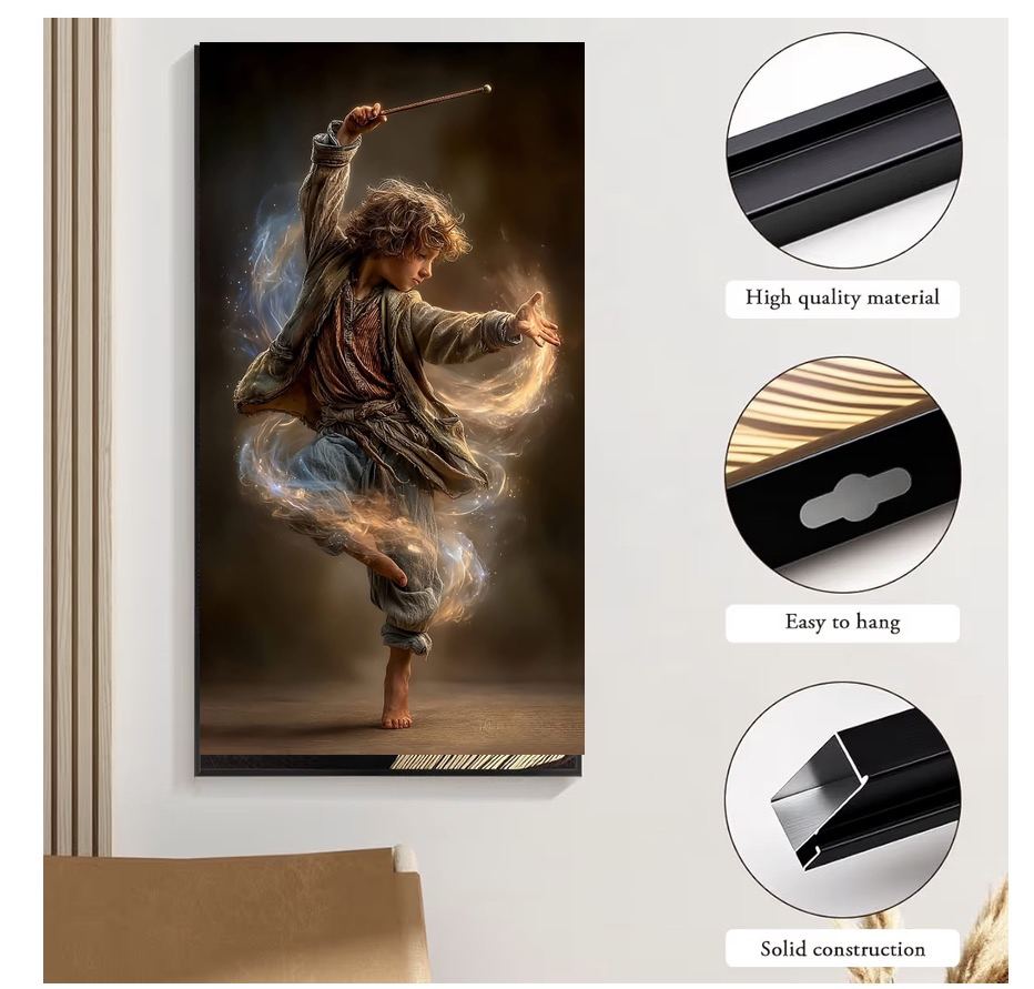 Young Elemental Mage Canvas Wall Art | Fantasy Magic Decor